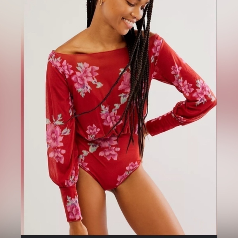 NWOT Free People, Undercover Printed Bodysuit, Large